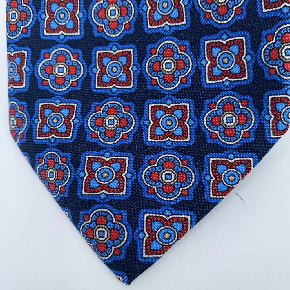 Eton Tie Men One Size Multi Patterned Silk Classic Luxury Necktie Italy Made NWT